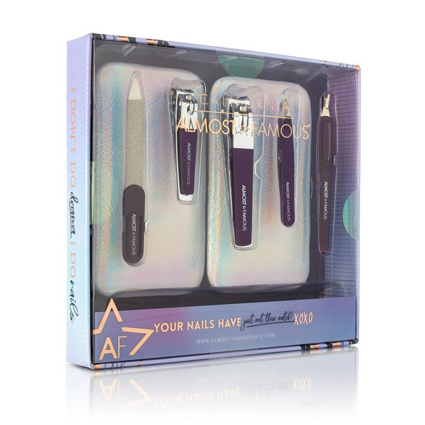 Almost Famous Manicure Kit w/ Silver Holographic travel case